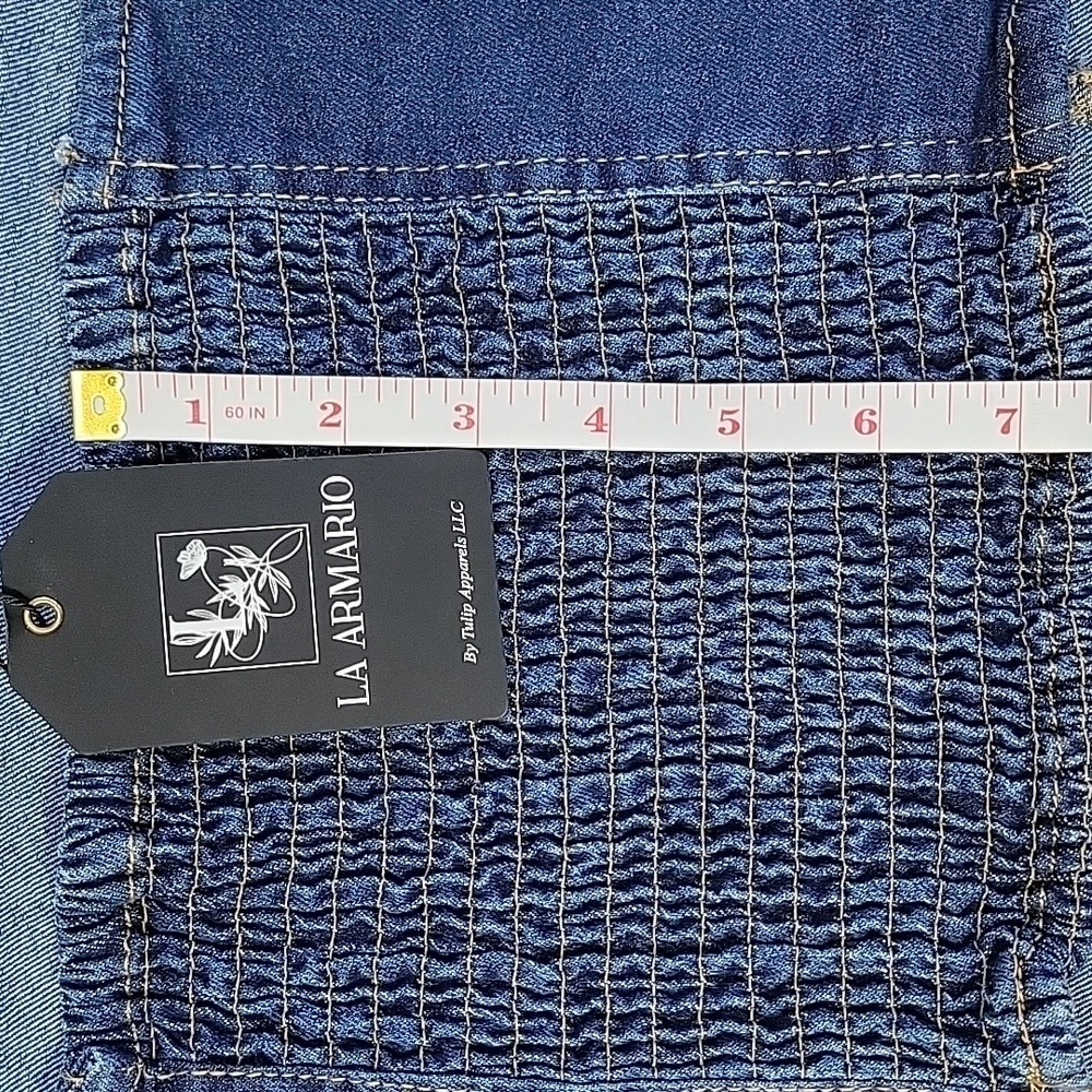 LA Armario Blue Denim Canadian Tuxedo Tube Top Size XLarge NWT - Picture 4 of 7
